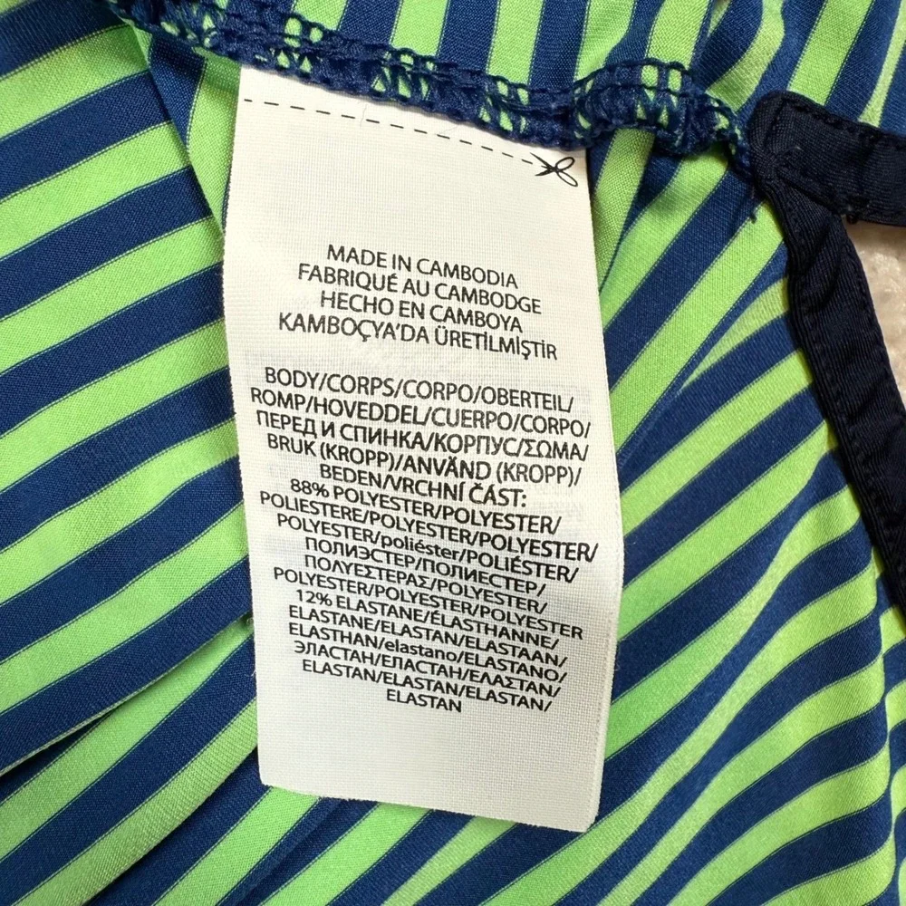 RLX Ralph Lauren Golf Polo Shirt Mens‎ Medium Striped Performance Blue Green